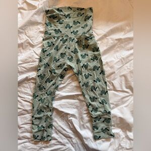 Hanna Andersson Sage Green Leggings with Dark Turtle Print